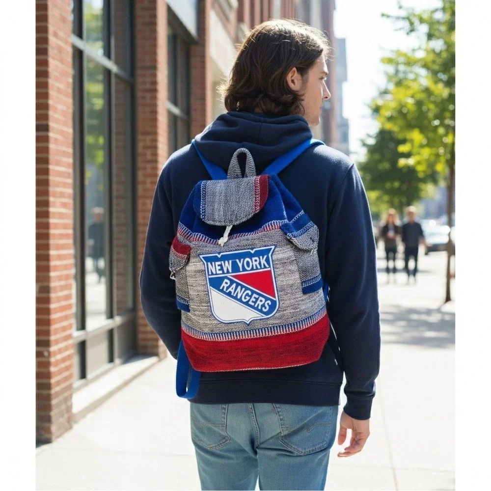 New York Rangers NHL Fabric Backpack – Travel, School, or‎ Gym Bag